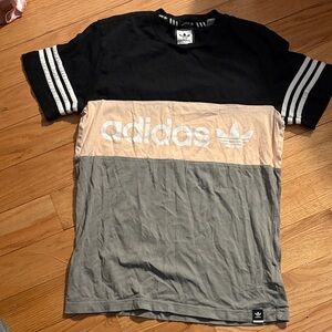 adidas Black Peach Gray Colorblock Trefoil Tee